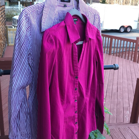 Express Raspberry button down shirt w buckle cuff - Picture 5 of 5